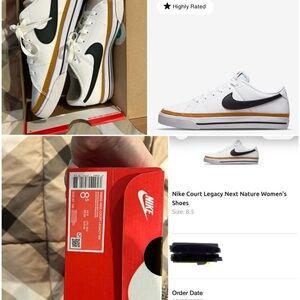 Nike White and Black Sneakers with Gold Trim